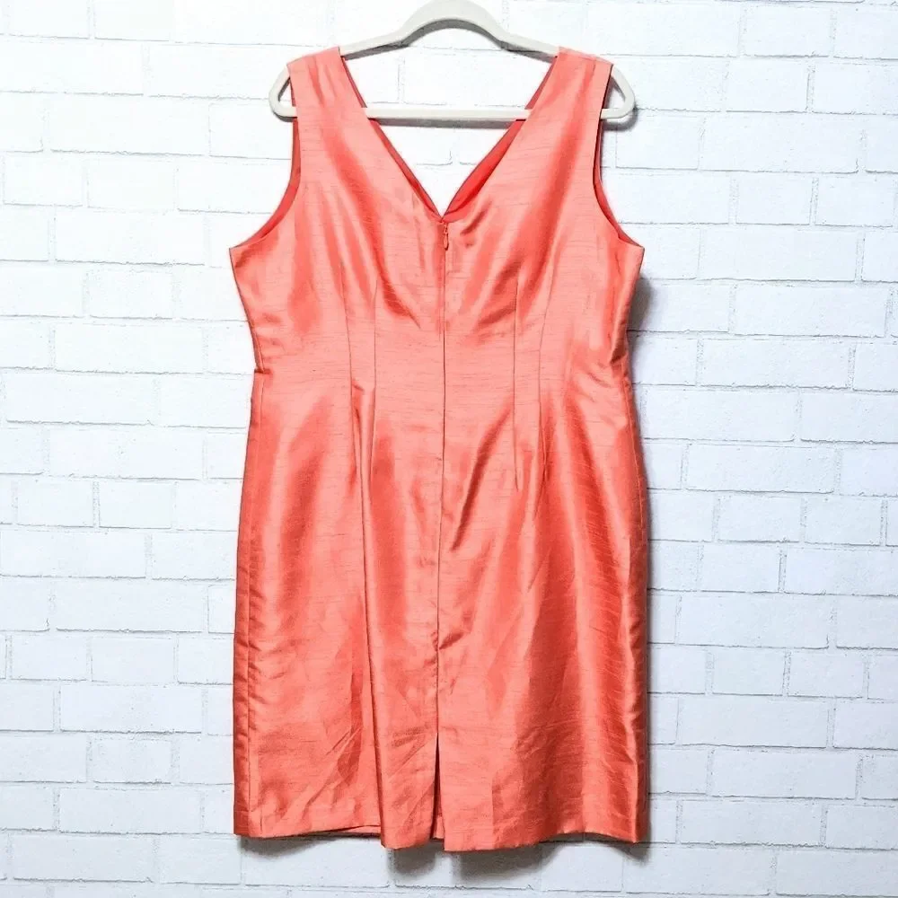 UJA UN JOUR AILLEURS Orange Coral Sheath Dress 16 - Picture 6 of 9